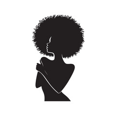 black females silhouettes face profile vignette. black isolated white background