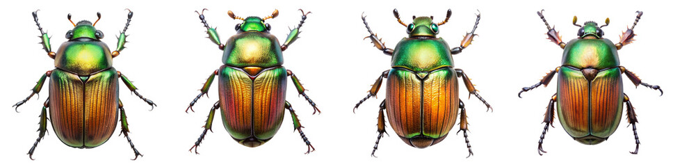 Collection of Dung Beetle Illustrations Isolated