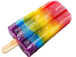 Colorful Rainbow Ice Pop, Detailed Frozen Dessert Image