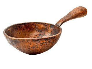 Rustic Hand-Hammered Copper Ladle with Patina Finish on Transparent Background