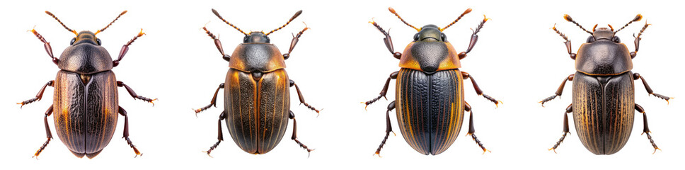 Collection of Carrion Beetle Illustrations with Elongated Bodies