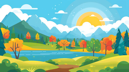Fototapeta premium flat landscape illustration