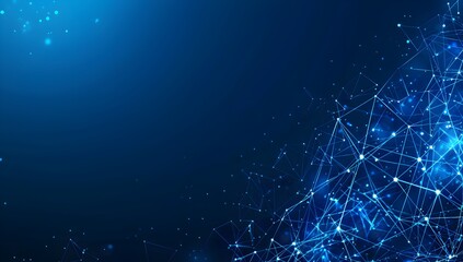 Fototapeta premium Abstract blue background with glowing connections and network lines, representing global connectivity or digital technology 