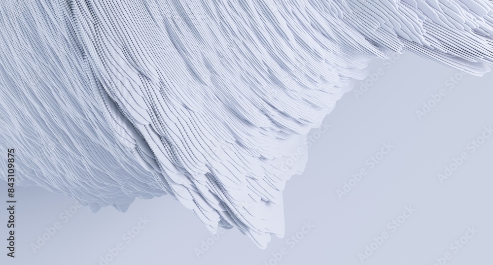 Poster 3d render of abstract detailed shape. empty space for text. minimal futuristic background.