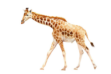 Obraz premium Giraffe. Expressive watercolor depiction. Showcased on pristine white surface. Artistic exploration of nature's diversity. Harmonious blend of abstract and naturalistic forms