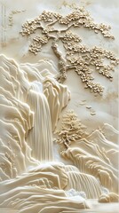 Beautiful landscapes 3d relief wallpaper. Mural wallpaper. Wall art. AI generated illustration