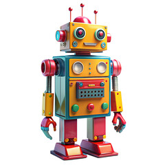Fototapeta premium A colorful retro robot on isolated PNG background.