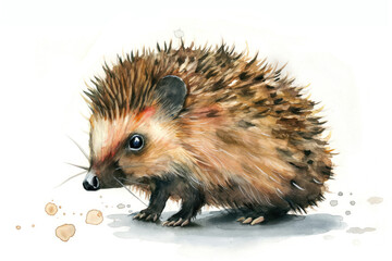 Fototapeta premium Hedgehog. Expressive watercolor depiction. Showcased on pristine white surface. Artistic exploration of nature's diversity. Harmonious blend of abstract and naturalistic forms.