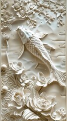 3d fish Wallpaper Background golden art for digital printing wallpaper, mural, custom design wallpaper. AI generated illustration