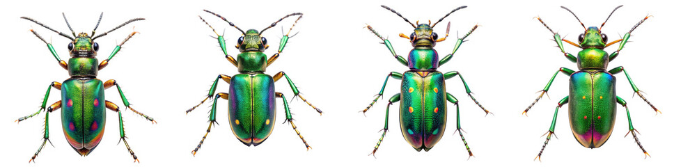 Fototapeta premium Collection of Tiger Beetle Illustrations Isolated
