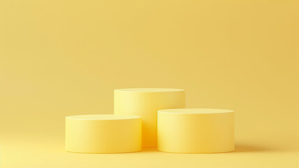 Sets Composition of steps realistic Minimal background. simple podium  Yellow color background environment with copy space for product presentation. 3d rendering illustration.