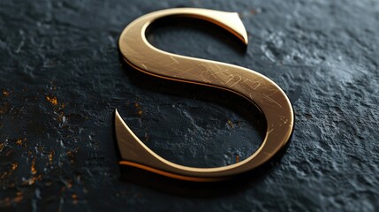 A gold letter S on a black surface, suitable for use in logos, branding and design
