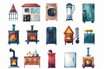 Various wood burning stove designs and styles