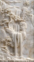 Beautiful landscapes 3d relief wallpaper. Mural wallpaper. Wall art. AI generated illustration