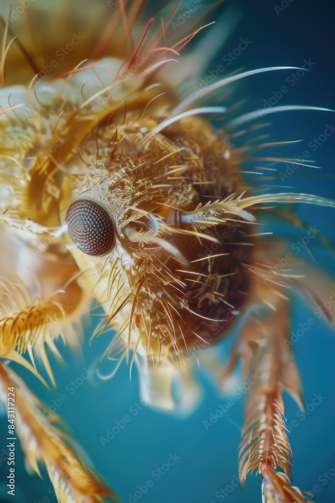 Aufkleber a detailed shot of an insect's head showing its features and texture