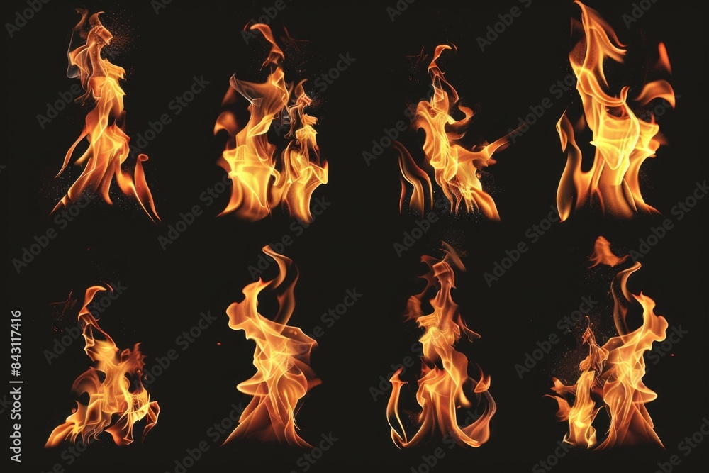 Poster close-up shot of burning flames on a dark background
