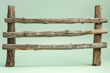 Obraz premium Rustic Wooden Fence with Green Background