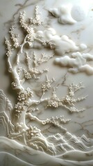 3d Chinese landscape Wallpaper Background golden art for digital printing wallpaper, mural, custom design wallpaper. AI generated illustration
