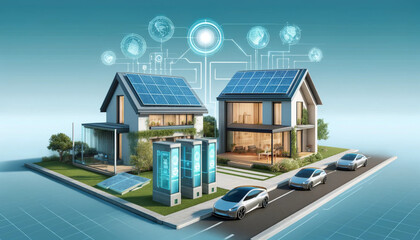 home setting with two modern houses