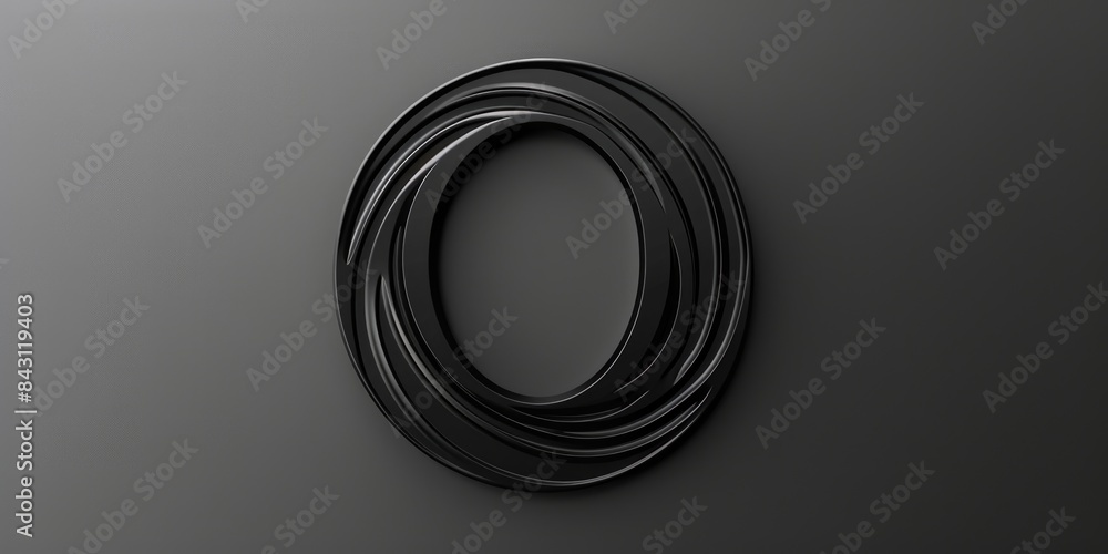 Poster a simple black oval shape on a neutral gray background