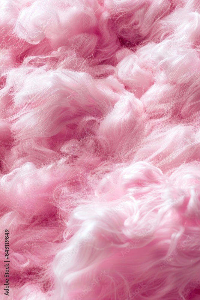 Poster A close-up shot of a pile of pink wool with soft, fluffy fibers and a natural texture