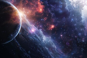 Obraz premium Cosmic Galaxy Scene with Vibrant Colors and Nebulae