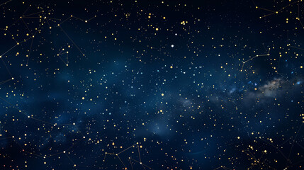 Obraz premium Digital illustration of a dark blue starry sky with visible constellations and a hint of the milky way
