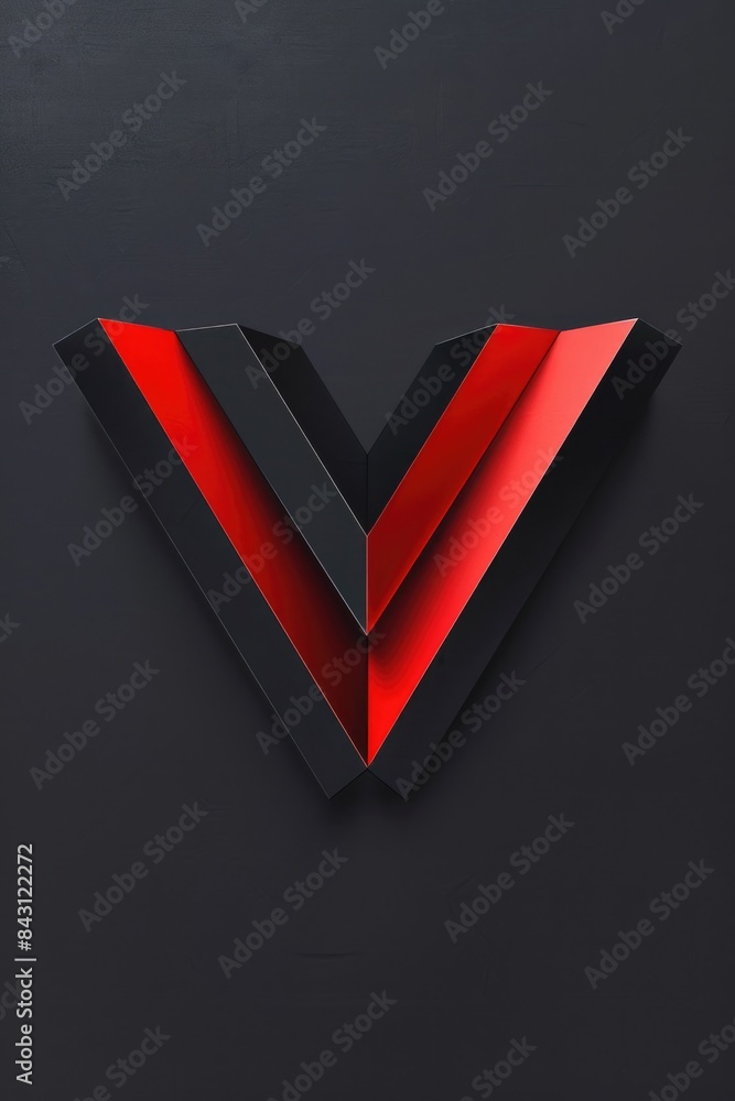 Canvas Prints A simple design of a red and black V logo on a black background