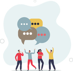 conversation or brainstorming for idea, meeting, debate or team communication,team coworker discussing work in meeting with speech bubbles.flat vector illustration.