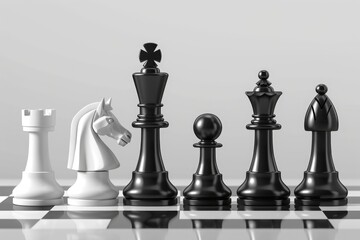 A collection of chess pieces arranged on a chess board, ideal for use in editorial or educational content