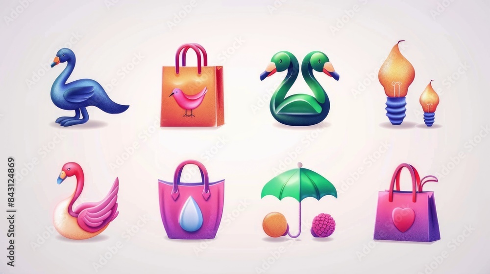 Poster a collection of diverse objects arranged on a white background, perfect for use in educational or co