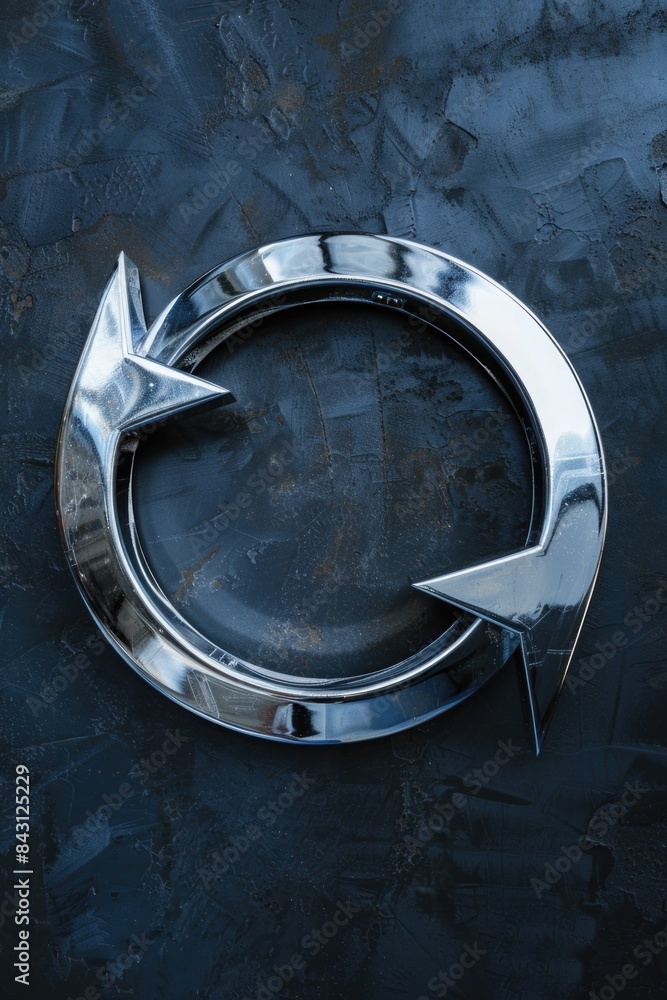 Poster A circular metal object with an arrow in the middle, suitable for use in navigation or decorative purposes