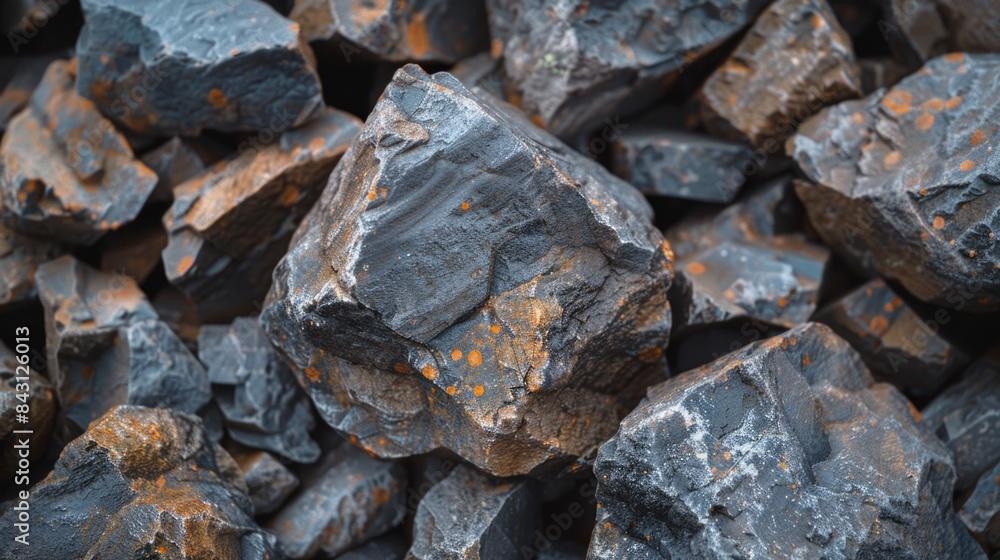 Poster A pile of rusty rocks - suitable for use as a decorative element in a rustic or industrial themed setting