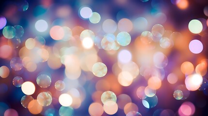 Bokeh effect with soft, out-of-focus lights in various colors, creating a festive and dreamy background