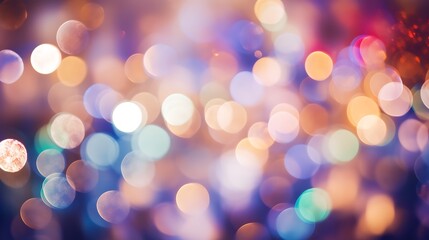 Bokeh effect with soft, out-of-focus lights in various colors, creating a festive and dreamy background