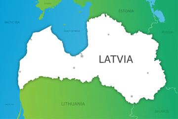 High quality color map Latvia paper cut