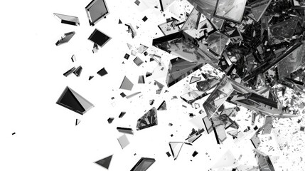 A close-up view of a shattered glass with cracks and fragments