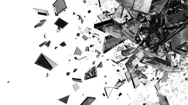 A close-up view of a shattered glass with cracks and fragments