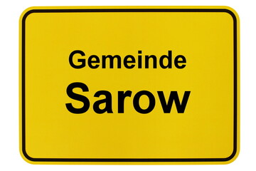 Illustration eines Ortsschildes der Gemeinde Sarow in Mecklenburg-Vorpommern