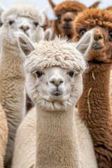 Obraz premium A group of llamas standing together