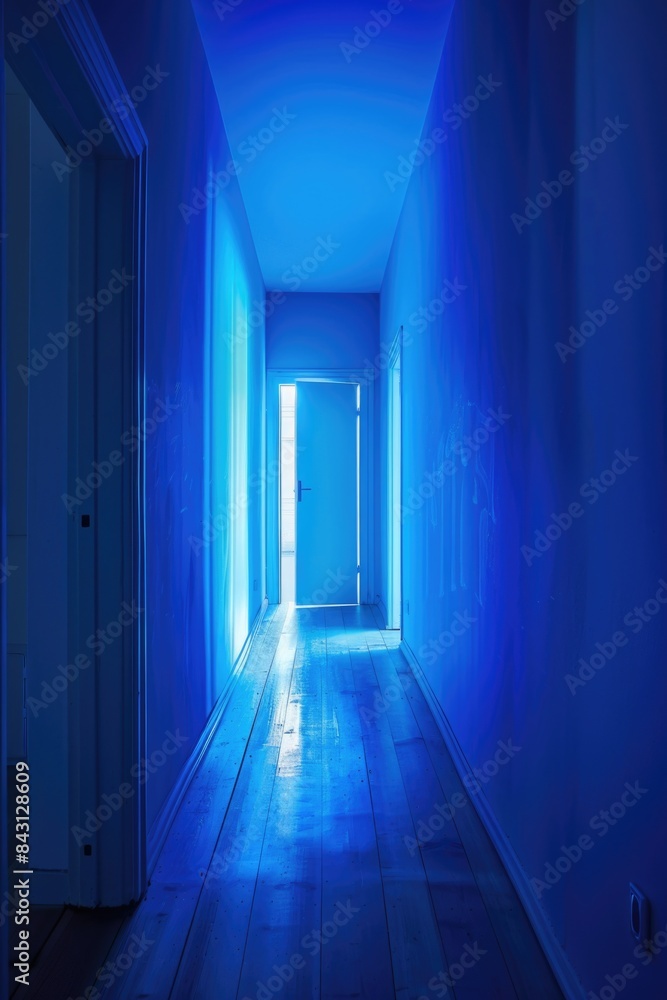 Leinwandbilder a long hallway with a single light source at the end, perfect for representing progress or guidance