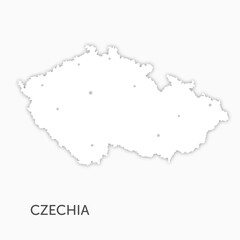High quality white map Czechia paper cut