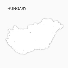 High quality white map Hungary paper cut