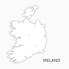 High quality white map Ireland paper cut