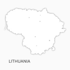 High quality whithe map Lithuania paper cut