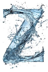Single water droplet forms the shape of the letter Z on a surface