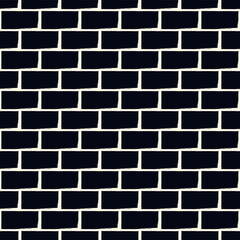 Brick wall motif handdrawn classic geometric print. Paint brush strokes seamless pattern. Freehand grunge design background. Modern urban ornament. Artistic hand drawn abstract vector wallpaper