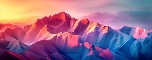 Vibrant Geometric Landscape with Gradient Hues and Soft Edges