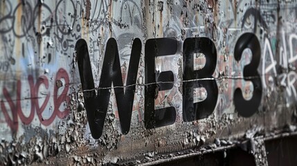 Black WEB 3 Digital transformation concept art poster.