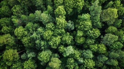 Aerial View of a Lush Green Forest - A bird's eye view of a dense forest canopy, showcasing a vibrant tapestry of green foliage.